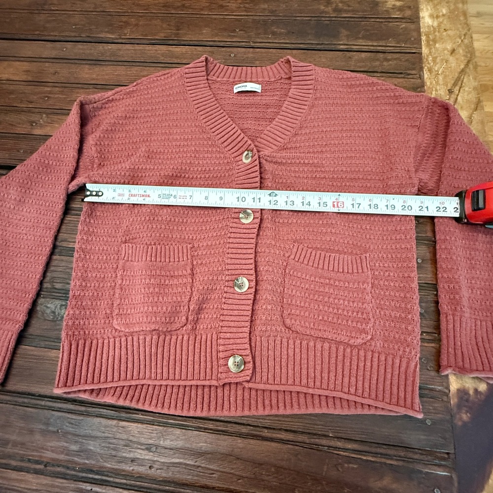 Sonoma Goods For Life Rose Pink Button Front Cardigan Sweater Womens Large L - Picture 2 of 6